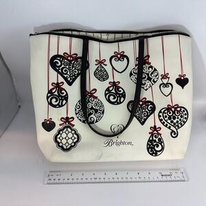 Brighton Black and Red Heart Motif Tote